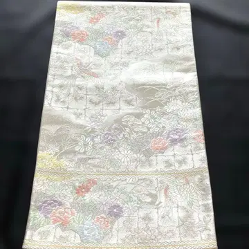 다색 꽃무늬 실크 후쿠로 오비