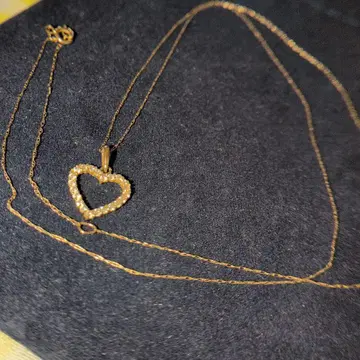 10kt 10금 k10 오픈 하트 목걸이 미사용 성인스러운 긴 길이