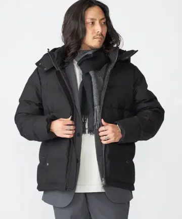 쉽스 후드 울 다운 자켓 블랙 M