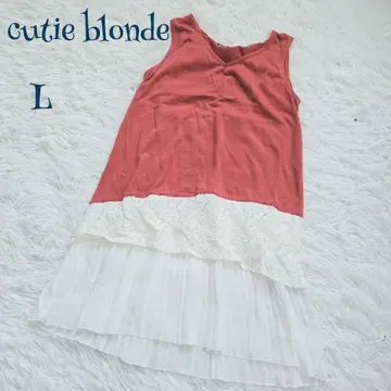 큐티 블론드 ] 이소재 절개 슬리브리스 튜닉 원피스 L 레이어드 스타일