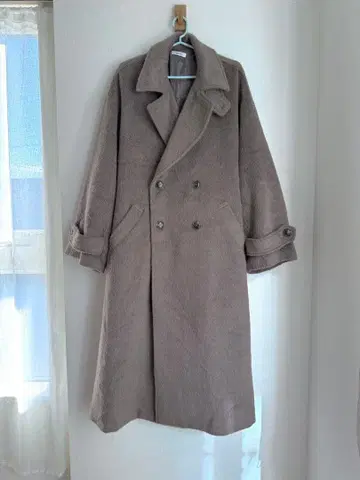 베이지 더블 브레스트 롱 코트 L 사이즈 epnok(엡녹)