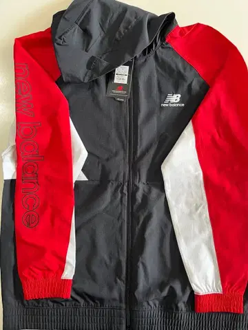 남성용 New Balance 나일론 자켓 2XL 블랙/빨간색/화이트