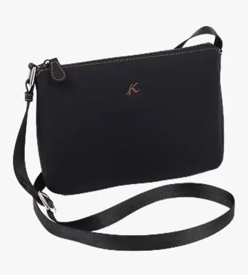 키타무라 발수 가공 나일론 숄더 블랙/카멜 스티치