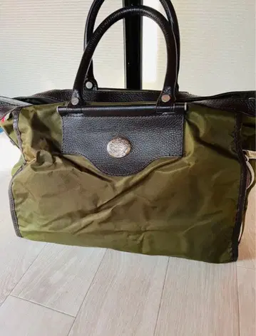 올리브 그린 나일론 가죽 비즈니스 백