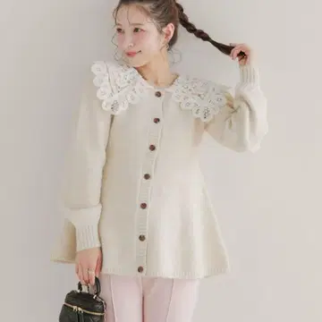 fitmore 파텐 레이스 옷깃 가디건 아이보리