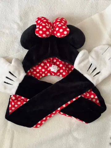 미니 마우스 플리스 모자 장갑 세트
