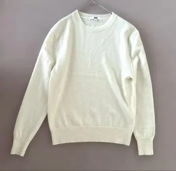 UNIQLO 크루넥 캐시미어 100% 니트 스웨터 아이보리 S