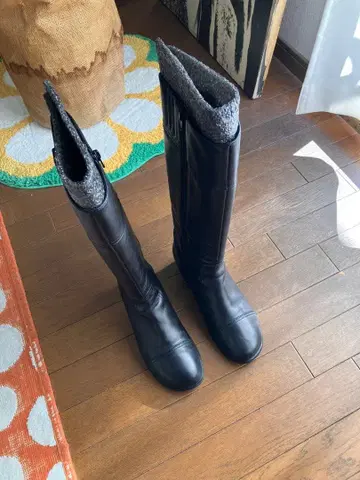 벨메종 블랙 레더 롱 부츠