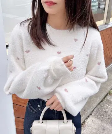 INGNI 라메 하트 페더 니트