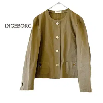 잉게보그 코튼 노카라 자켓 골드 버튼 겉옷 아우터