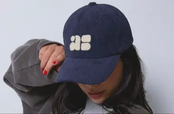 네이비 코듀로이 캡 로고 자수