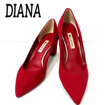 다이애나 빨간색 스웨이드 펌프스 인솔 노후화 있음 23cm
