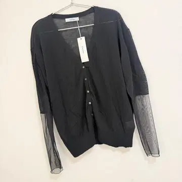 두두 소매 튤 가디건