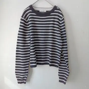 MOUSSY 마우지 보더 니트 긴팔 스웨터 화이트 블랙 버튼 (2)