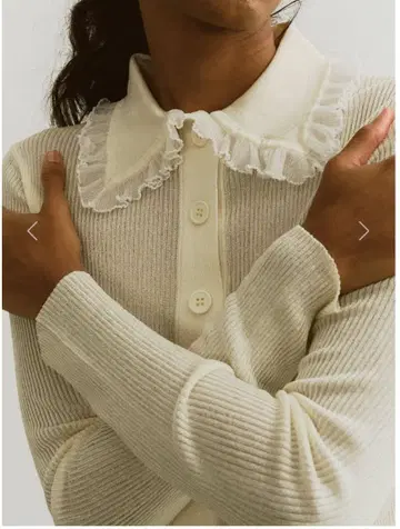 택 포함 새상품 MACHATT 마챗 프릴 컬러 리브 니트 아이보리