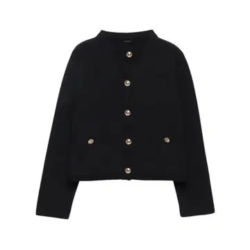 anuans 오리지널 버튼 노카라 니트 자켓 블랙