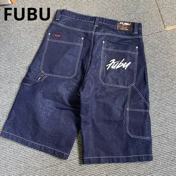 새상품급 FUBU 하프 팬츠 데님 라메 믹스 36