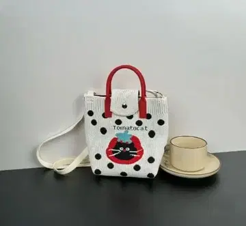토마토캣 물방울 패턴 토트백