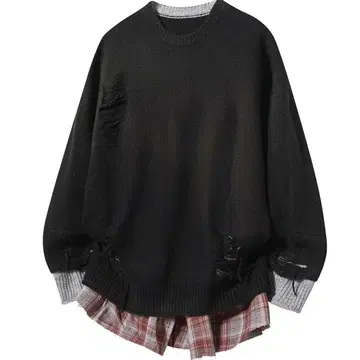 새상품 M-3XL 블랙 데미지 니트 L 사이즈