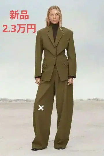 새상품 올리브 컬러 싱글 브레스 울 100%