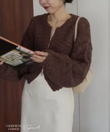 LE'MAGE x gemeil 콜라보 슬라브 지퍼 가디건