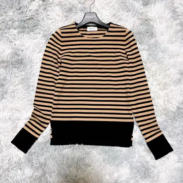 FRAY I.D M 긴팔 니트 보더 카멜 출퇴근 오피스 레이온