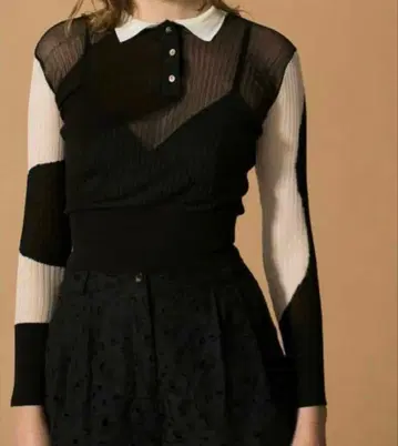 미사용 새상품 leinwande 베이지 시어 니트 폴로