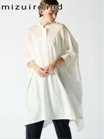새상품급 mizuiro ind 시어 보일 와이드 원피스 F 화이트