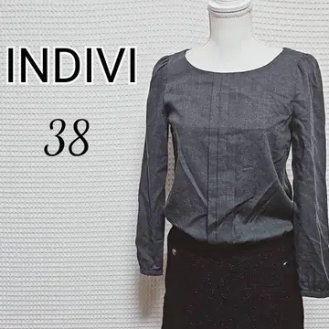 INDIVI 그레이 긴팔 원피스 38 라메