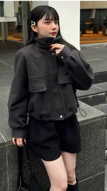 그레일 GRL 2Way 컬러 숏 기장 블루종 [fo2003] 블랙