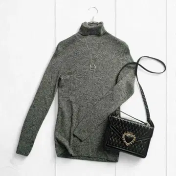 유니클로 긴팔 스웨터 XL 터틀넥 울 100% 그레이 c2105