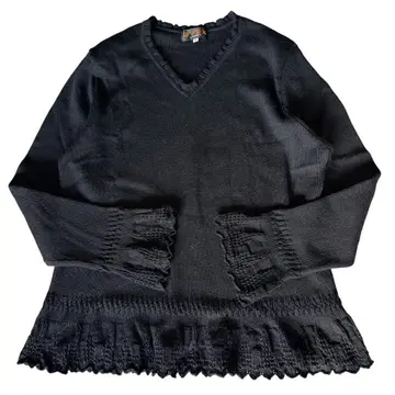 [ EVEX by KRIZIA ] 긴팔 V넥 니트 울100% 빅