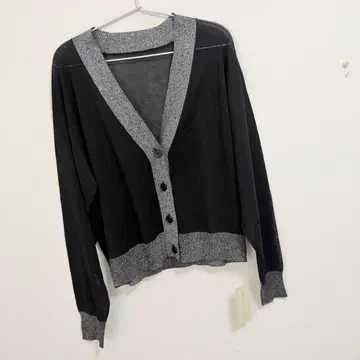 봉쥬르 사간 라메 배색 시어 가디건