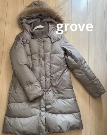 grove 퍼 달린 후드 롱 다운 자켓