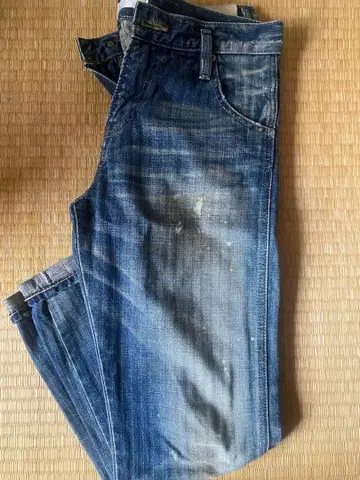 bobson 리메이크 데님 S 사이즈 블루 페인트 가공