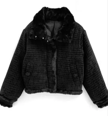 옷깃 2Way 트위드 퍼 자켓 블랙