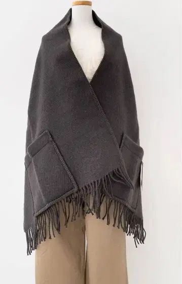 새상품, 미사용 라푸안칸클리 포켓 숄 다크 그레이 60 170cm