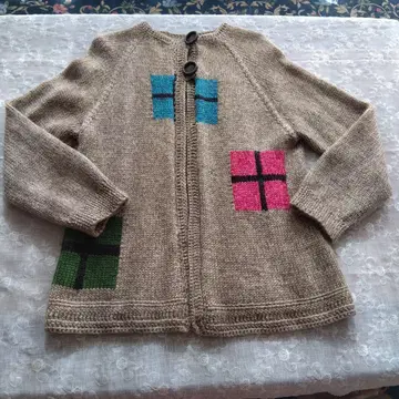 손뜨개질 패치워크 긴팔 가디건