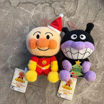 [ 새상품 ] 호빵맨 산타 모자 포함 봉제 인형 세트