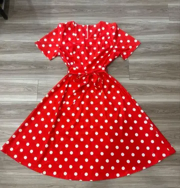 쇼와 레트로 고급 도트 무늬 원피스 5세트