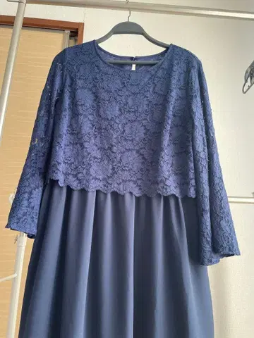 네이비 레이스 쉬폰 드레스