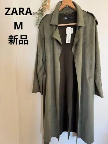 ZARA 올리브 그린 페이크 스웨이드 트렌치코트 새상품