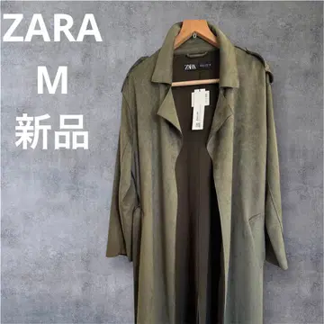 ZARA 올리브 그린 페이크 스웨이드 트렌치코트 새상품