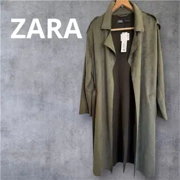 ZARA 올리브 그린 페이크 스웨이드 트렌치코트 새상품