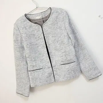 슈라루 여성스러운 하트넥 파이핑 트위드 자켓