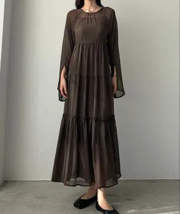 louere 시어 티어드 원피스 모카 XL 사이즈