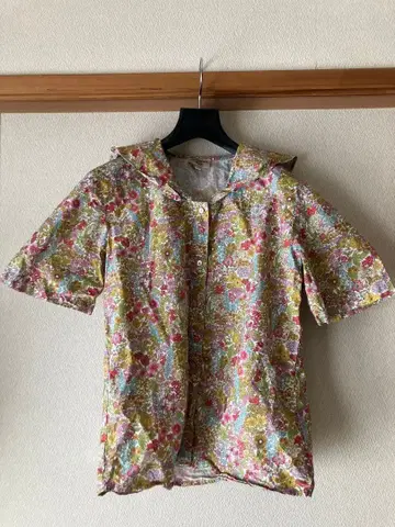 MONOPRIX 모노프리 리버티 패턴 플라워 프린트 반팔 셔츠