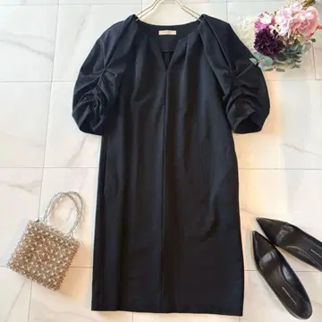 ADORE 볼륨 7부 소매 원피스 블랙 분또 맨투맨 원피스 38