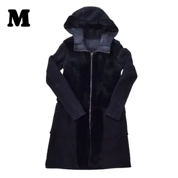 리버서블 후드 롱 코트 블랙 여성용 럭셔리 2way 돌려입기 M