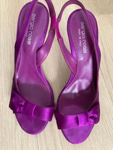 세르지오 로시 보라색 새틴 리본 샌들 퍼플 핑크 22.5